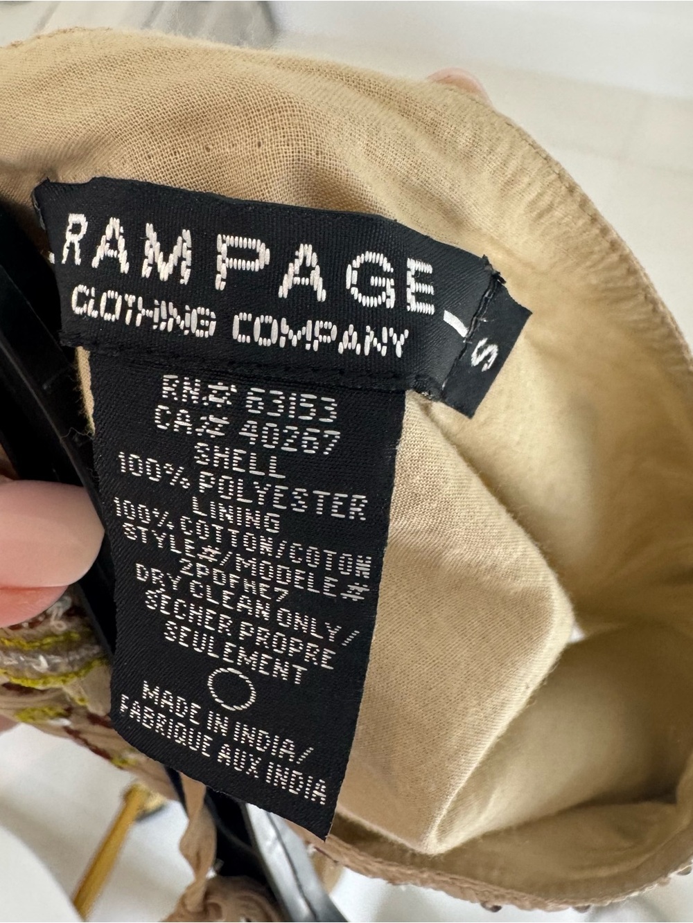 Embroidered Beige Spaghetti Strap Cami Top - Picture 4 of 4
